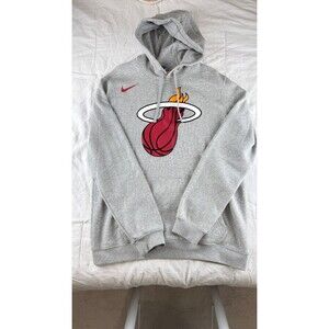 Nike Miami Heat Hoodie Men's Large Gray NBA Pullover Sweatshirt